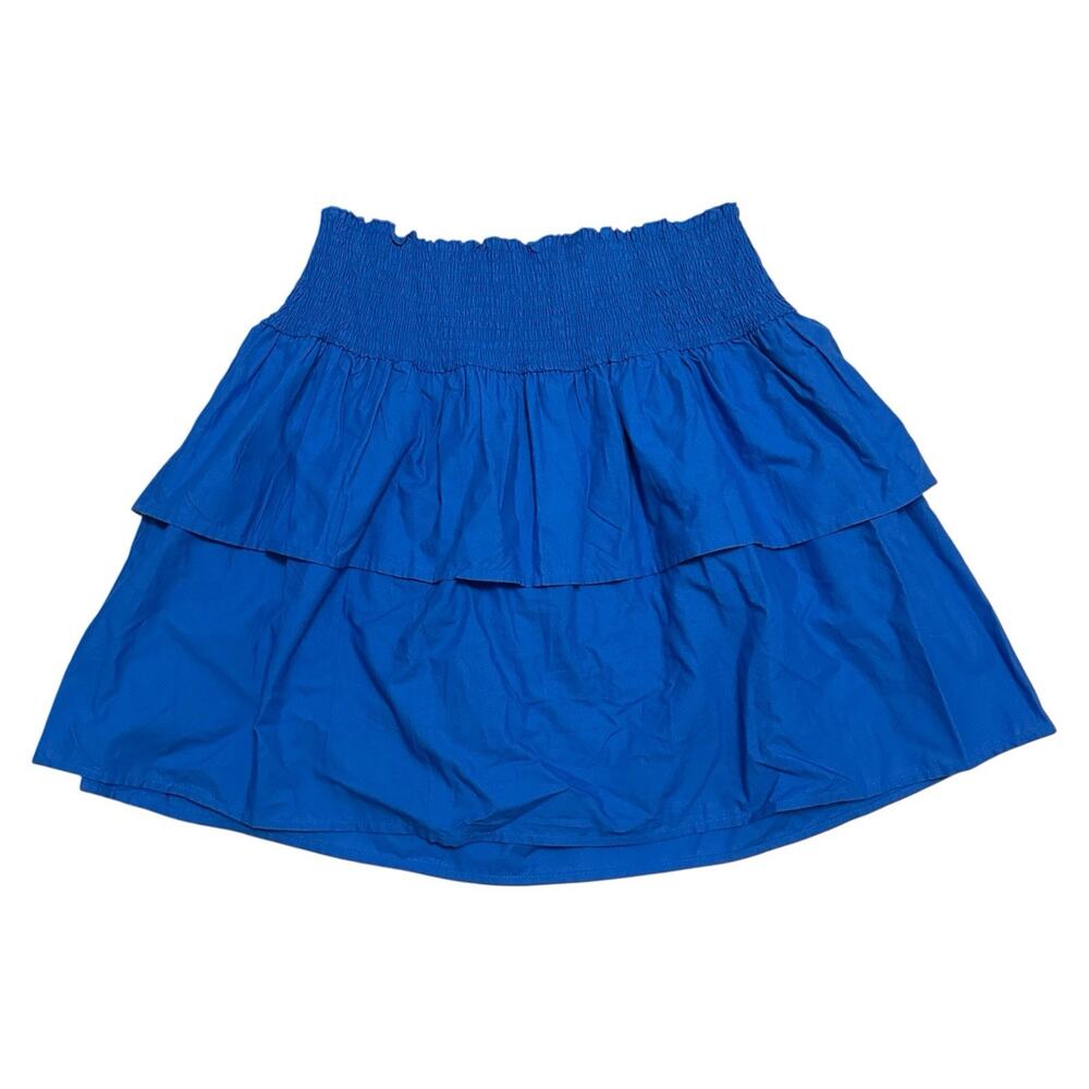 HT 360 Collective Royal Blue Cotton Smocked Tiered Ruffle Mini Skirt XL Coastal
